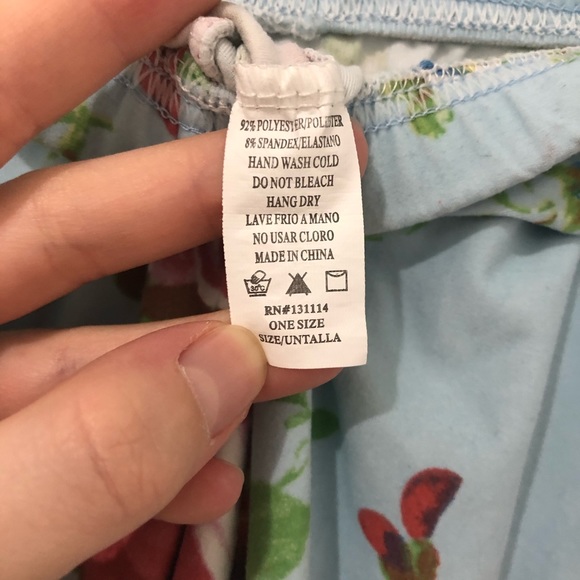 Blue Floral Rose Ultra Soft Leggings One Size - Picture 5 of 6